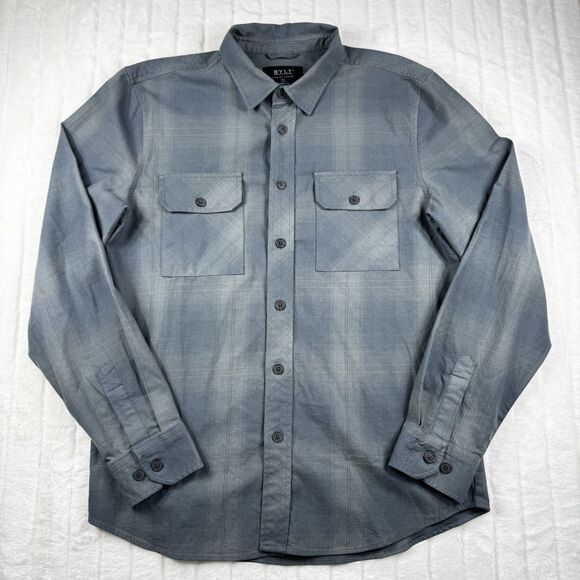 Bylt Trestles Flannel Shirt Men's Large Gray Plaid Double Pocket Embroidery Logo - Picture 1 of 12